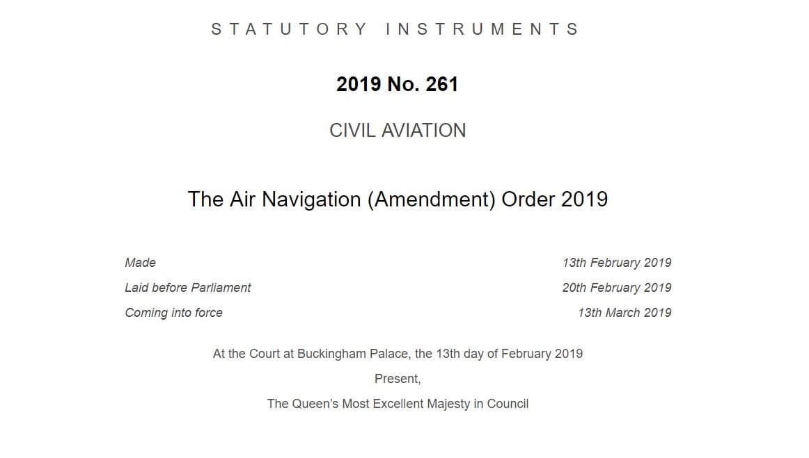 The Air Navigation (Amendment) Order 2019